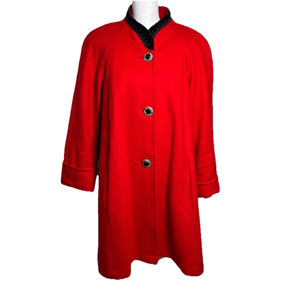 Vintage Jofeld Women's Size L‎ Red Long Wool Coat Old Money Mob Wife USA
